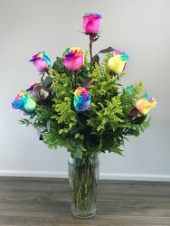 Rainbow Roses - ONE WEEK ONLY Davenport Florist - Same Day Flower Delivery - Flower Power 